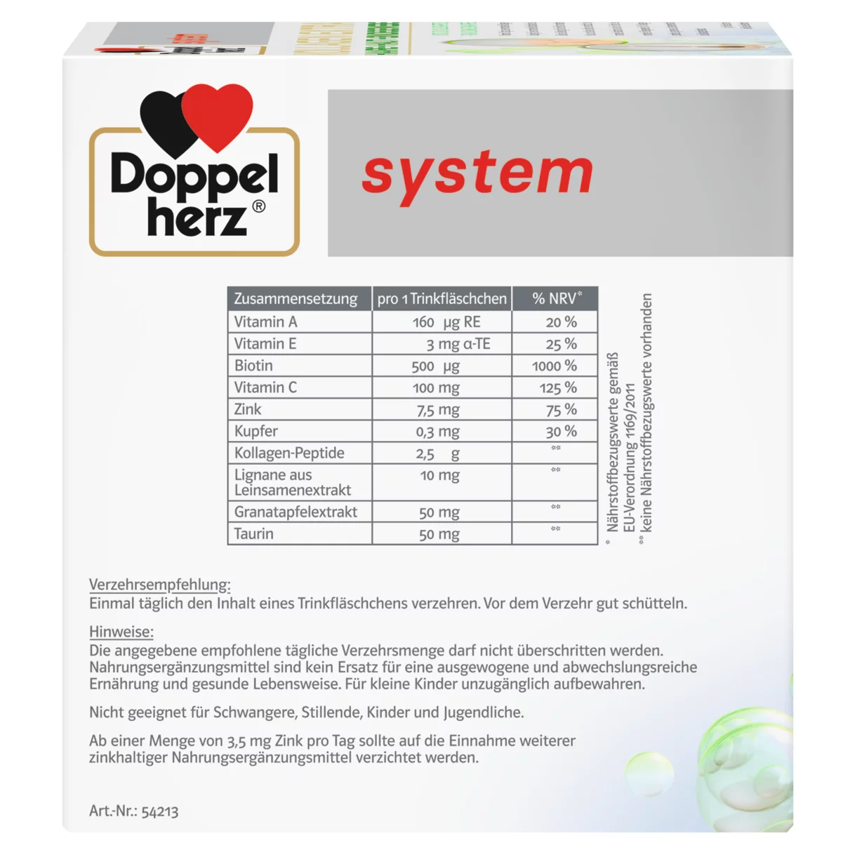 Abbildung der Produktverpackung Doppelherz system KOLLAGEN EXTRA Seitenansicht links